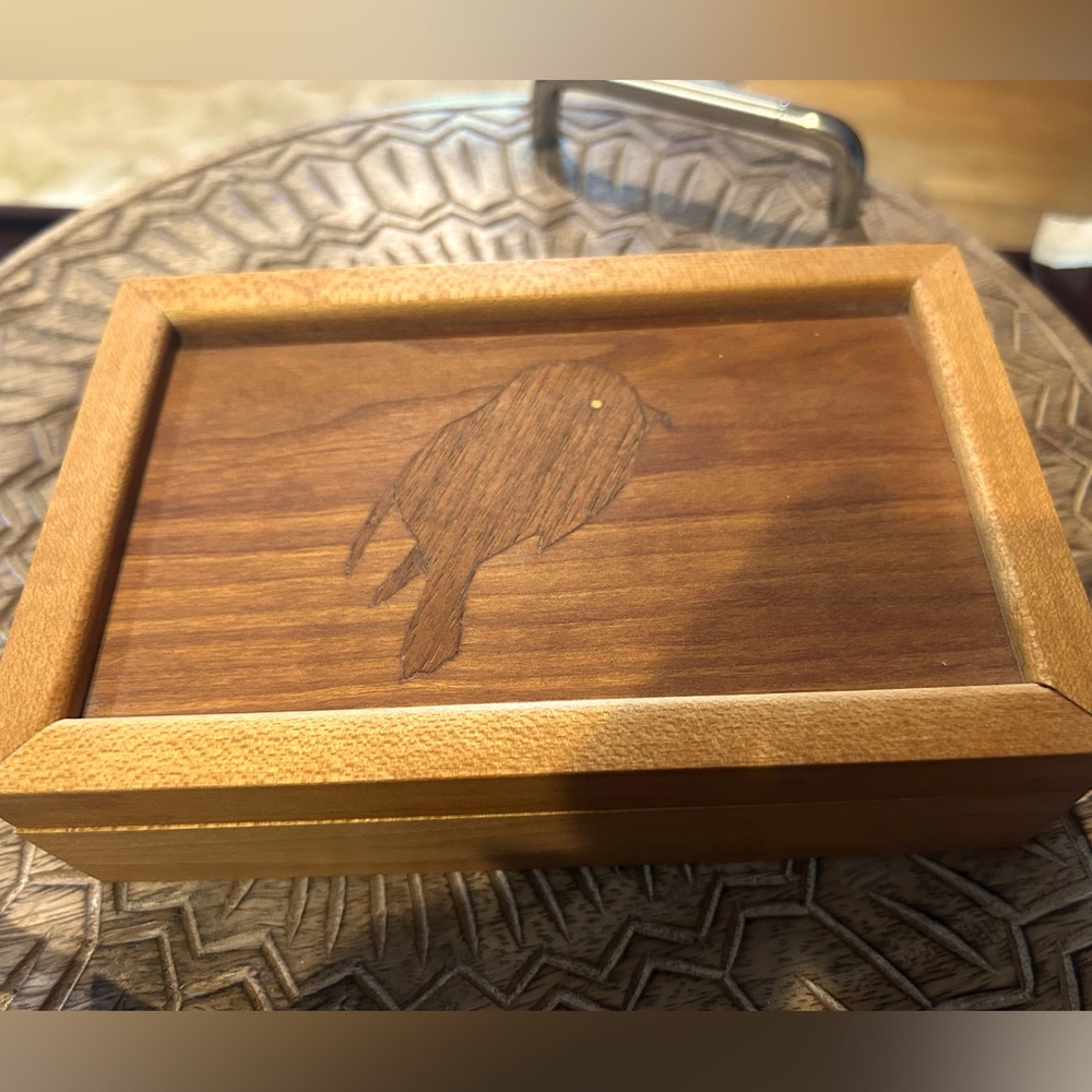 Wooden F. E. Southard Box with Bird Design